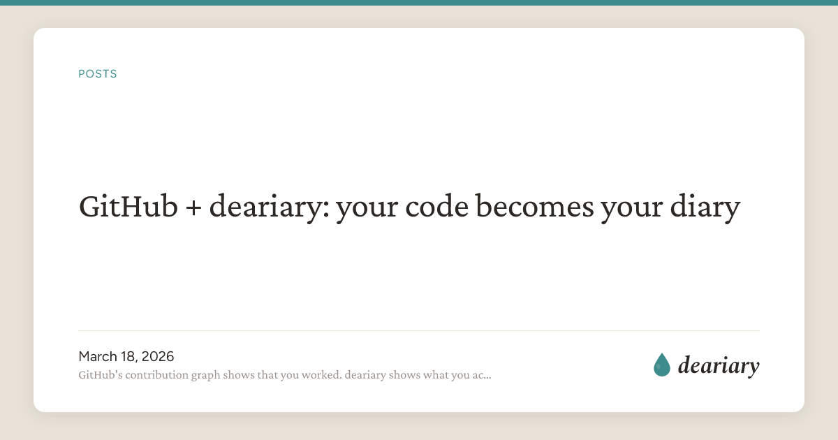GitHub + deariary: your code becomes your diary