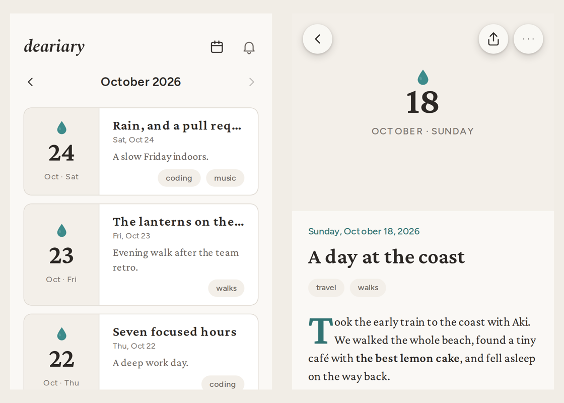 The Diary and an entry on a phone