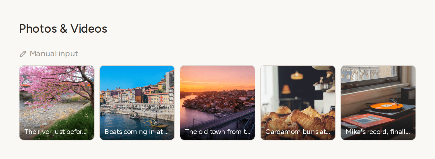 Photos in an entry's gallery with their captions